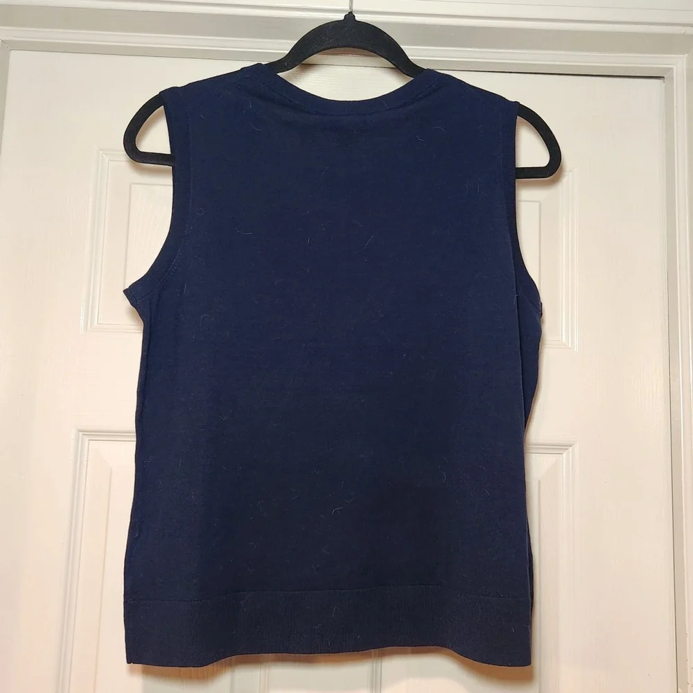 NWT Brooks Brothers Saxxon Merino Wool Navy‎ Blue Sleeveless Sweater Classic